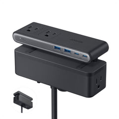 Anker Nano Power Strip, Desk Clamp, 70W Max, 1500J Surge Protector, 2 USB C