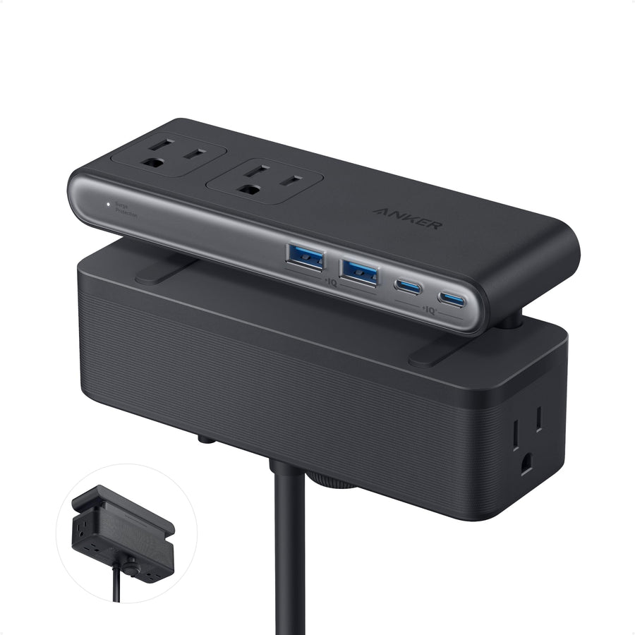 Anker Nano Power Strip, Desk Clamp, 70W Max, 1500J Surge Protector, 2 USB C
