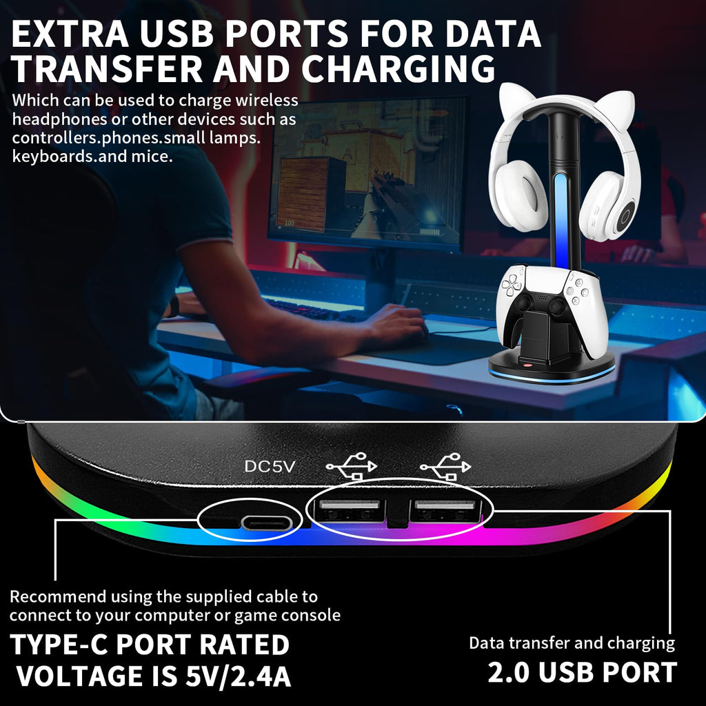Headphone Stand with Controller Charger
