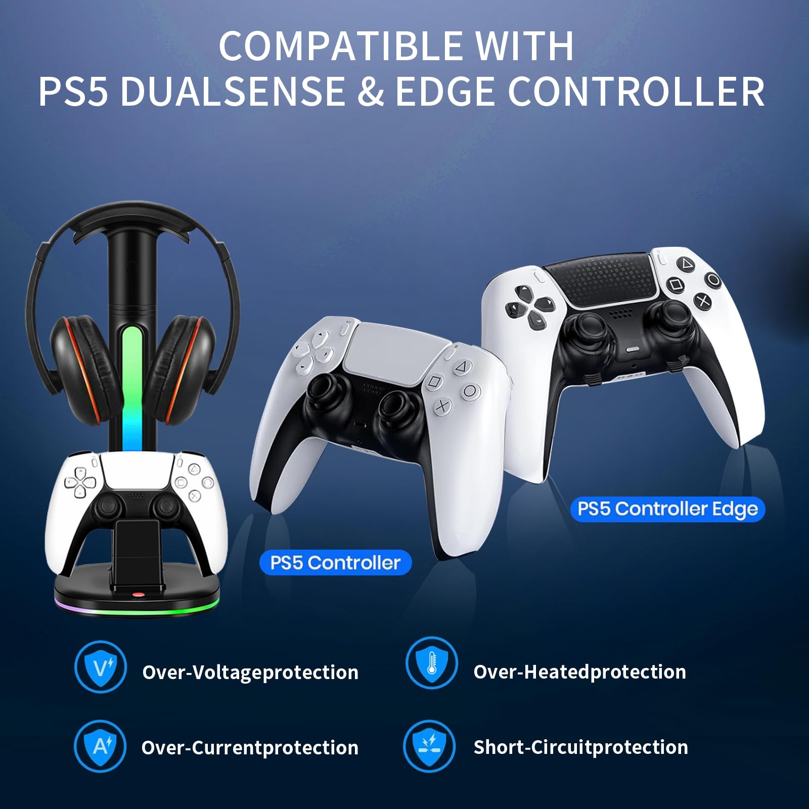 Headphone Stand with Controller Charger
