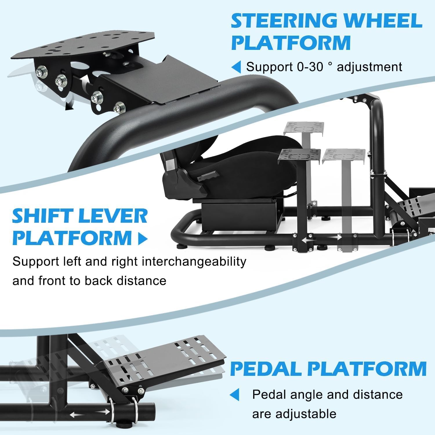 Sim Racing Cockpit with Triple Monitor Mount & Seat