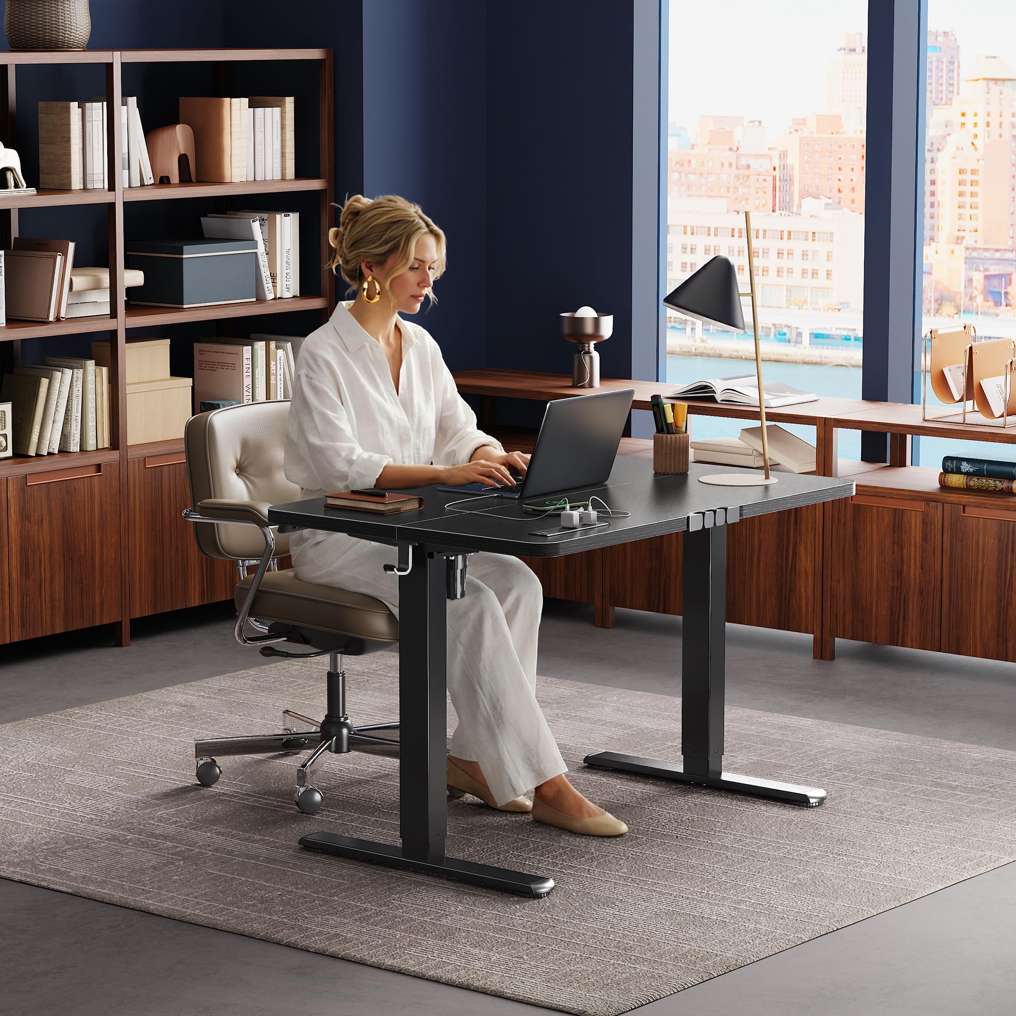 47-Inch Electric Height-Adjustable Gaming Desk with USB-C & Power Outlets