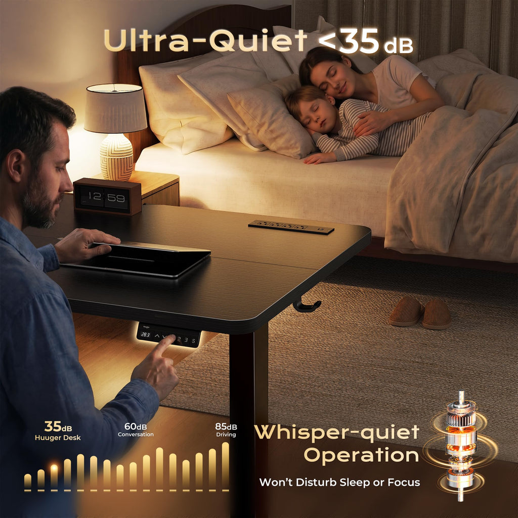 47-Inch Electric Height-Adjustable Gaming Desk with USB-C & Power Outlets