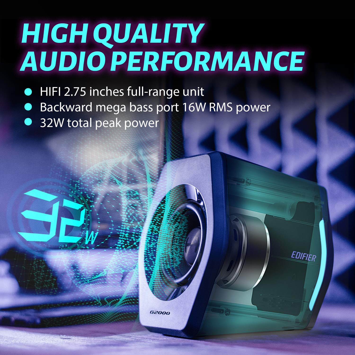 32W RGB Gaming Desktop Speakers with Bluetooth