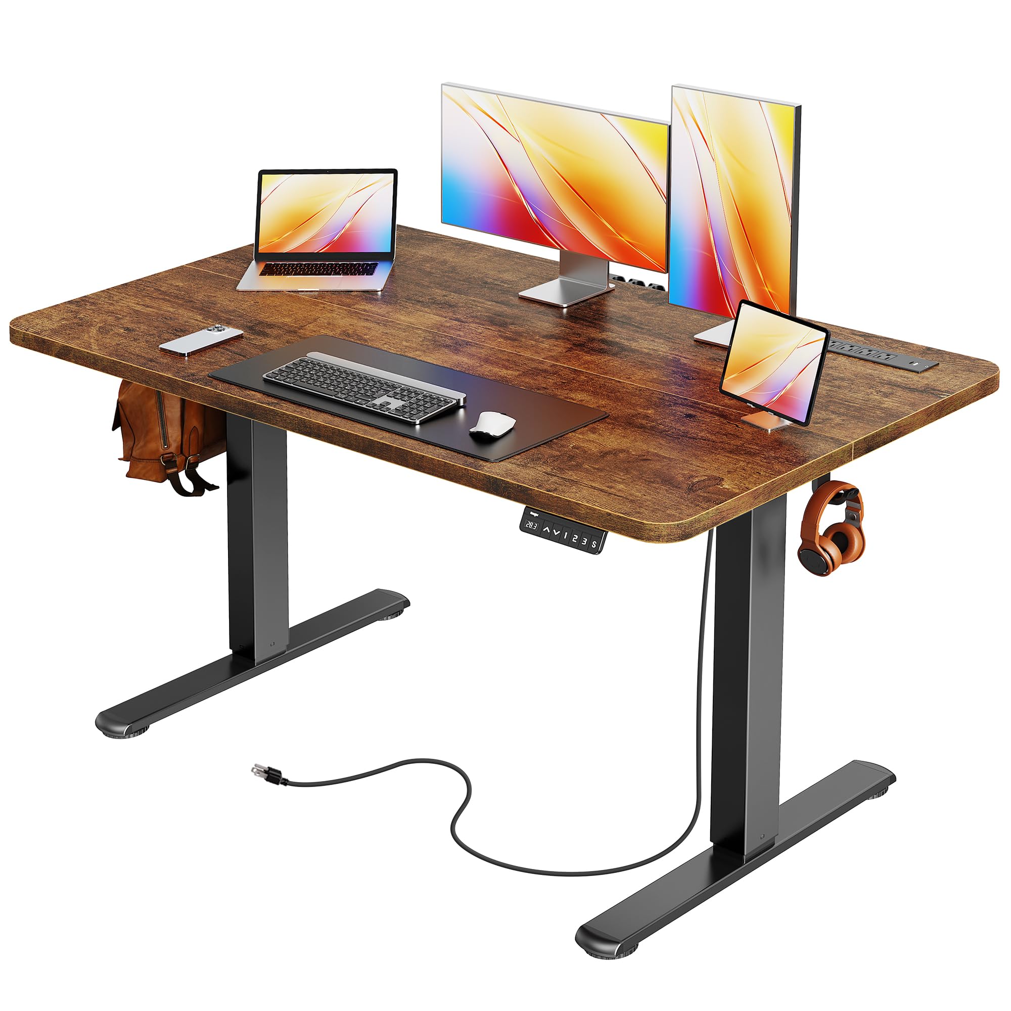 47-Inch Electric Height-Adjustable Gaming Desk with USB-C & Power Outlets