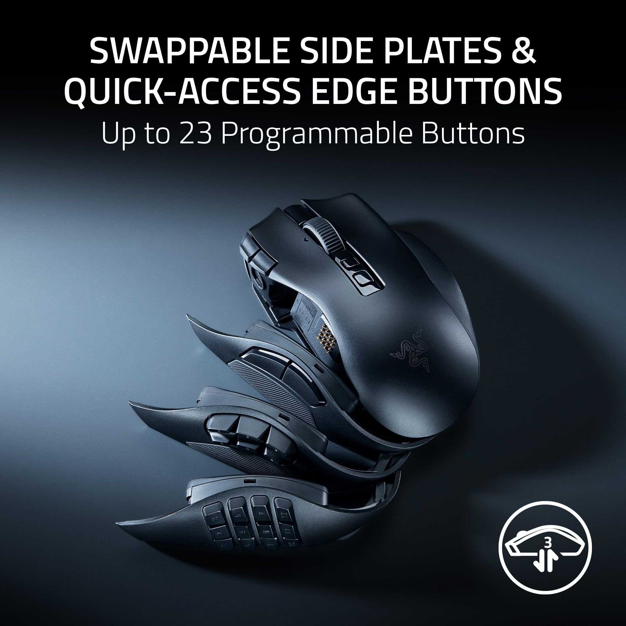 Razer Naga V3 Pro Wireless MMO Gaming Mouse with Swappable Side Plates